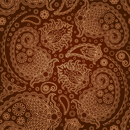 Set of Brown Paisley patterns vector material 04 patterns pattern paisley material brown   