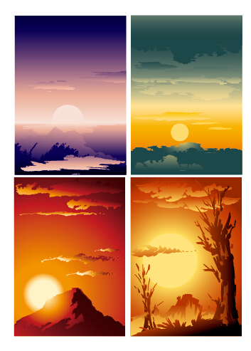 Sunrise and sunset design background vector sunset sunrise background vector background   