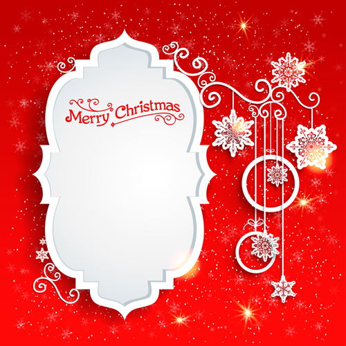 Red style christmas shiny greeting card vector 04 Red style greeting christmas card vector card   