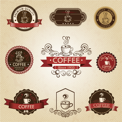 Vintage label coffee vectors material 04 vintage label coffee   