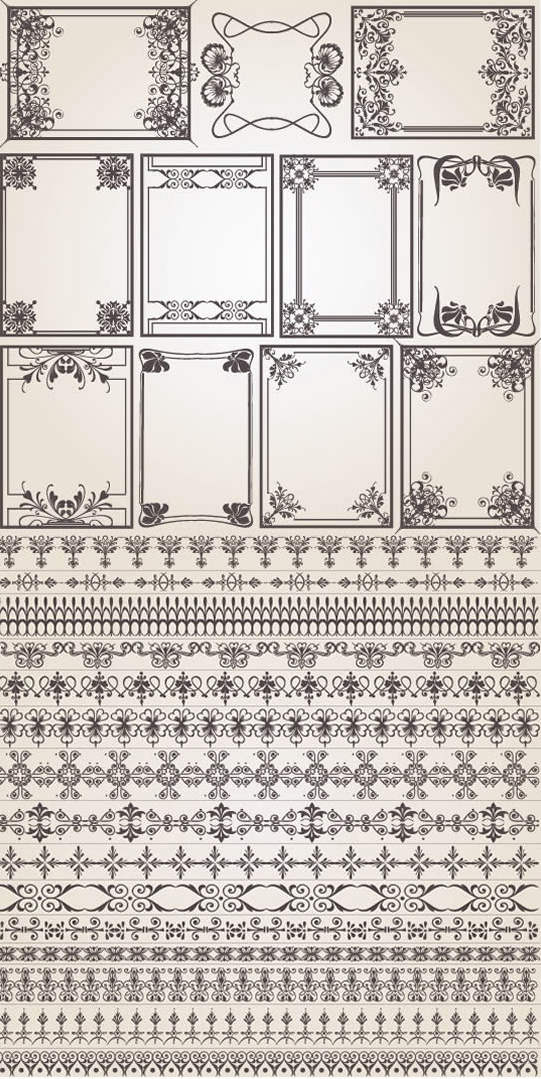 Antique Border Floral vector pattern lace classic   