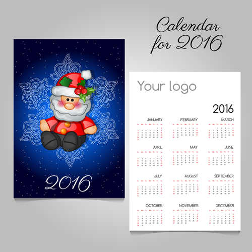 2016 calendars with christmas cards vector set 14 christmas cards calendars 2016   