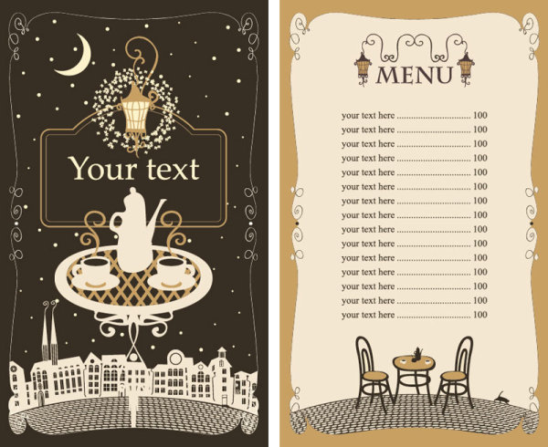 Set of cafe and restaurant menu cover template vector 05 template restaurant menu cover cafe   