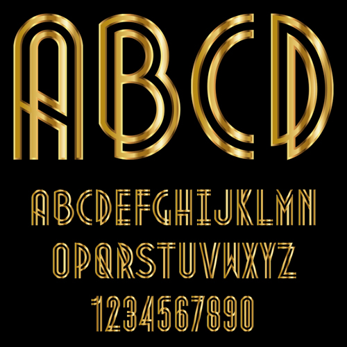 Glossy golden alphabet and numbers vector 08 numbers golden glossy alphabet   