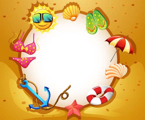 Summer holiday beach frame vector summer holiday frame   