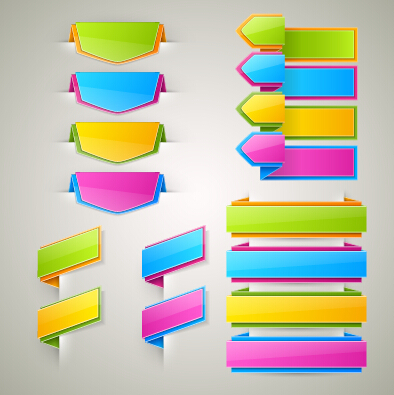 Colored bookmarks with ribbons vector graphics vector graphics ribbons ribbon colored bookmarks   