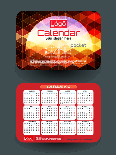 Calendar 2016 with business cards vector 12 cards calendar business 2016   