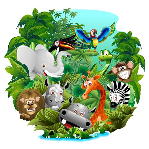 Cute wild animals cartoon styles vector wild cute cartoon Animal   