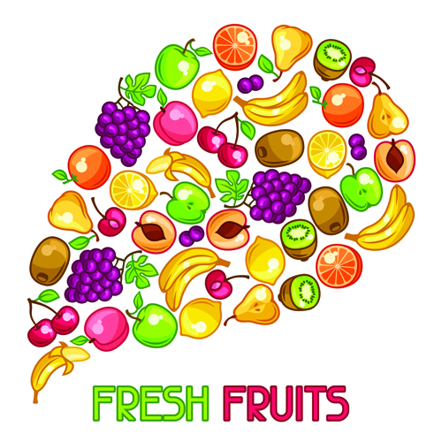 Different fresh fruit vector background fruit fresh different background   