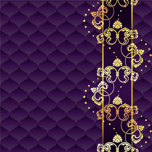 Golden floral with purple textures background vector textures golden floral background vector background   