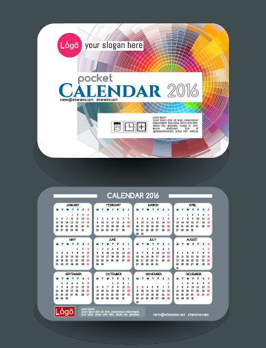 Calendar 2016 with business cards vector 05 cards calendar business 2016   