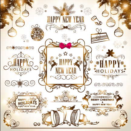 2015 christmas with new year calligraphic ornament vector ornament new year christmas calligraphic 2015   