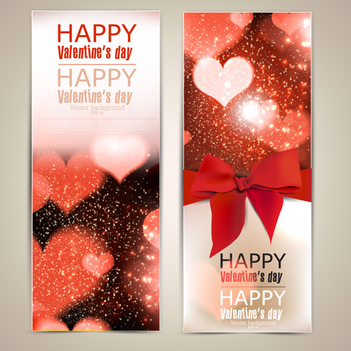 Valentine Day Banners and bow vector 02 Valentine day Valentine day bow banner   