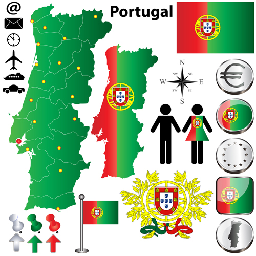Different countries flags with map and symbols design vector 01 symbols symbol map flags flag countries   