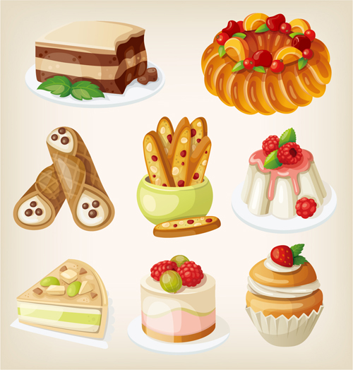 Set of food illustration vectors material 07 material illustration food   