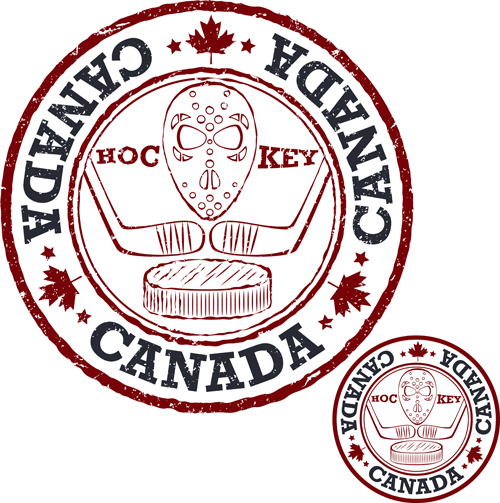 Vintage canada hockey stamp vector material 03 vintage stamp material hockey Canada   