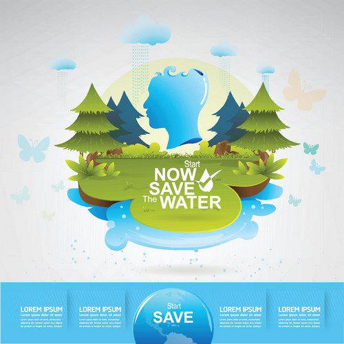 Eco life with save water template vector 04   