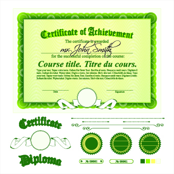 Diploma Certificate Template and ornaments vector 05 ornaments ornament diploma certificate template certificate   
