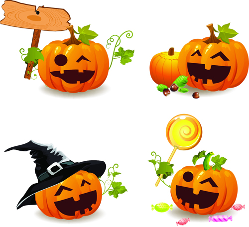 Halloween pumpkins smile vector vector material pumpkin halloween   