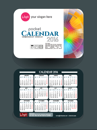 Calendar 2016 with business cards vector 03 cards calendar business 2016   