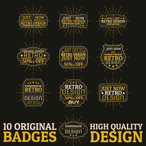 Original design badges with labels vector 03 original labels badges   