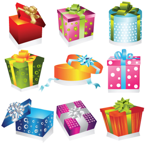 Vivid Colored Gifts Box vector graphics 01 vivid gift colored box   