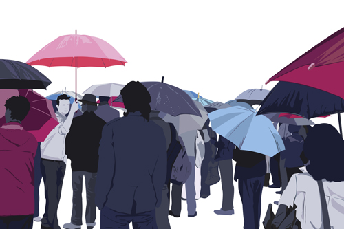 Umbrella and people silhouettes design vector umbrella silhouettes silhouette people silhouettes people   