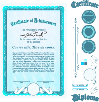 Diploma Certificate Template and ornaments vector 04 ornaments ornament diploma certificate template certificate   
