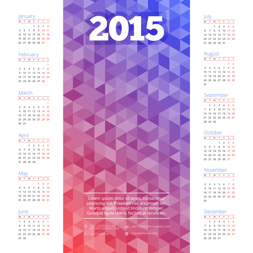Polygonal background and 2015 calendar vector polygonal calendar 2015   