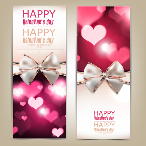 Valentine Day Banners and bow vector 04 Valentine day Valentine bow banner   