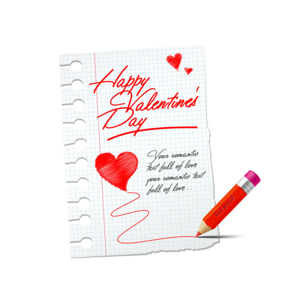 Handwriting with paper Happy Valentine elements vector Valentine paper happy Handwriting elements element   