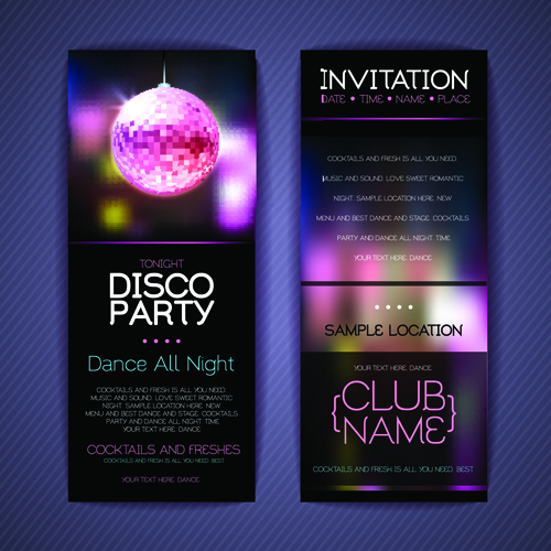 Banners disco party creative vector 05 party disco creative banners   