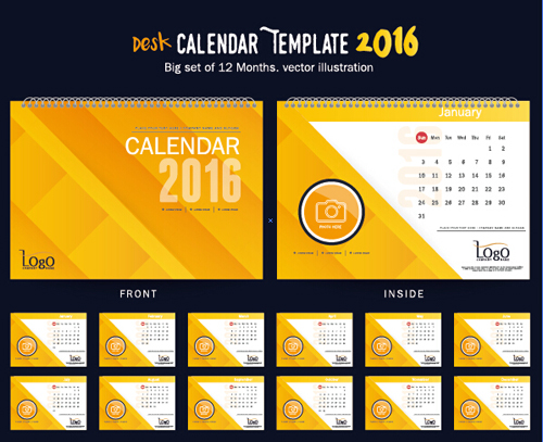 2016 New year desk calendar vector material 43 year new desk calendar 2016   