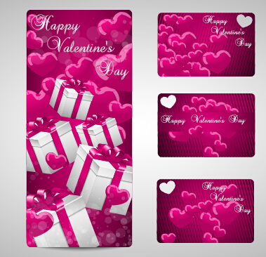 Shiny valentines day gift cards set 06 valentines shiny gift cards cards   