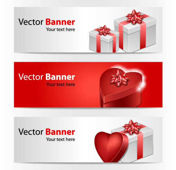 Valentine Gift Box banner vector Valentine gift box banner   