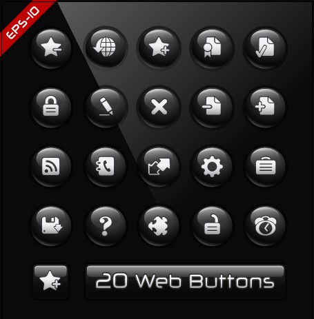 Glass texture black web buttons vector set 02 web button glass texture glass button   