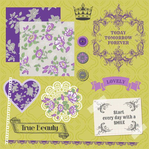 Flower pattern and labels with border design elements vector 02 pattern labels label flower pattern flower element design elements border   