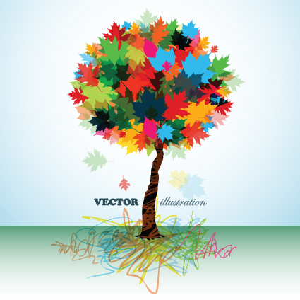 Creative Colorful tree design elements vector 02 tree elements element creative colorful   