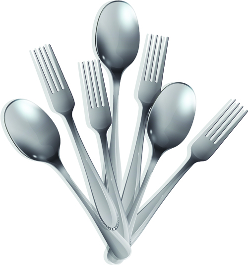 Realistic kitchen cutlery design vector graphics 02 realistic kitchen cutlery   