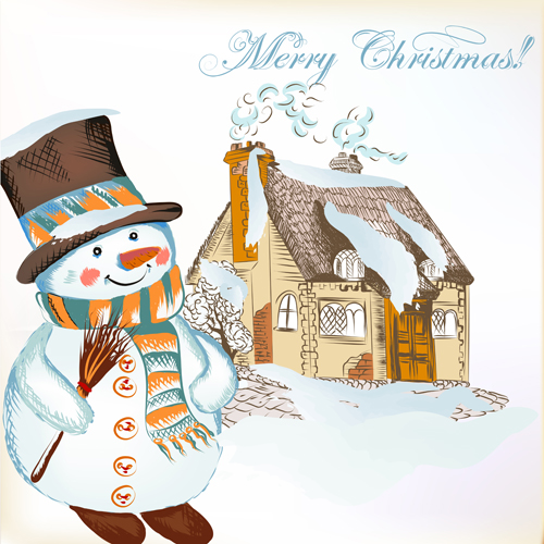 Hand 65364 snowman christmas background vector background   