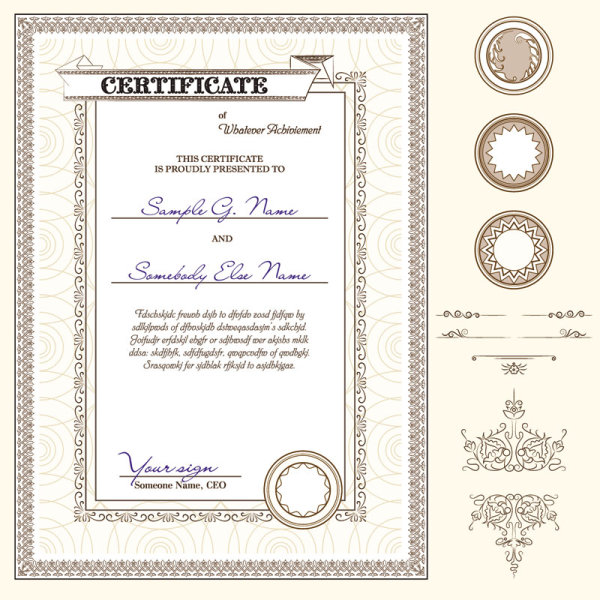 Certificate template and Decoration Borders design vector 03 decoration certificate template certificate borders   
