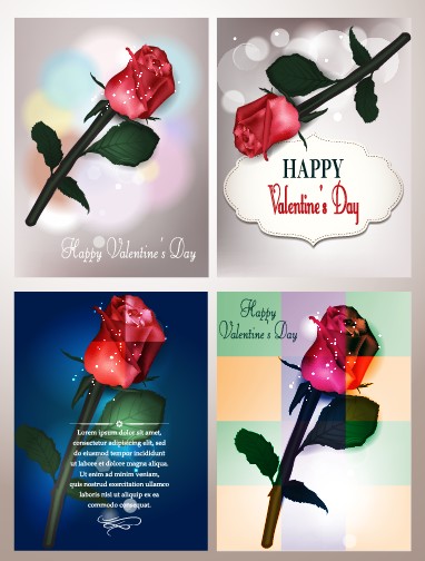 Valentines Day rose cards design vector 01 valentines Valentine rose cards card   