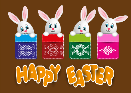 lovely rabbit with easter holiday background vector 04 rabbit lovely holiday easter background   