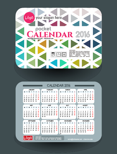 Calendar 2016 with business cards vector 11 cards calendar business 2016   