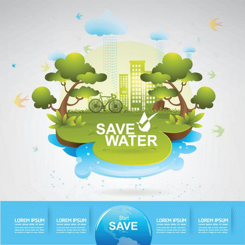 Eco life with save water template vector 01   