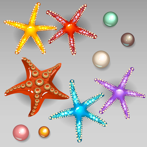 Starfish with pearls shiny vector starfish shiny pearls   
