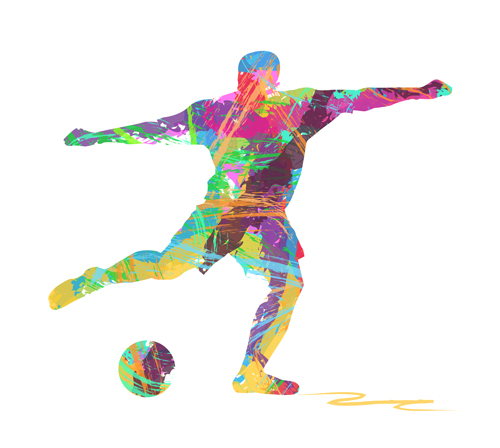 Man with football watercolor vector watercolor man football   