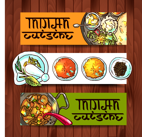 Hand drawing Indian food banner vector Hand drawing food drawing banner   