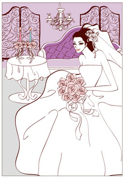 Sweet wedding set 95 vector table South Korean material roses room sweet marriage vector marriage flowers chandelier bride bed   