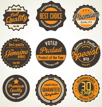brown business labels with badges vector labels business brown badges   